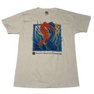 Vintage Tennessee Aquarium White T-Shirt Large Sea Horse Chattanooga 90s